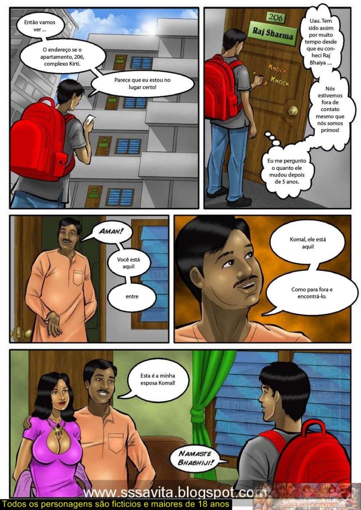Indiano em quadrinhos de sexo comendo a esposa do seu primo 